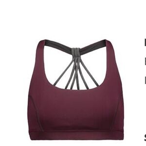 Women's Strappy Back Sports Bra - Burgundy and Gray